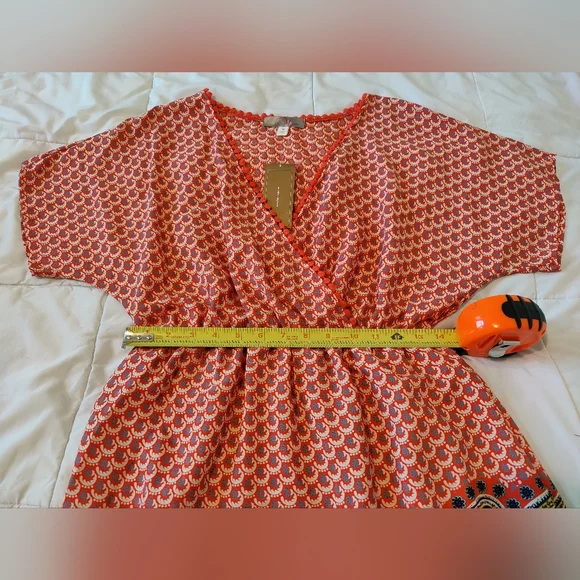 NWT Francesca's Collection Adorable "Mya'n Bohemian Midi Dress (Medium) 🧡🤍🩵🧡 - Picture 9 of 16